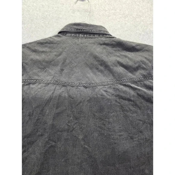 Livergy Mens Long Sleeve Denim Western Shirt Black Faded Cotton XL 43/44 - Picture 11 of 12